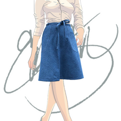 Denim Wrap Around skirt, Regular length