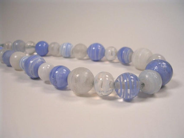 Blue and White Round Bead Necklace-Elizabeth Prior