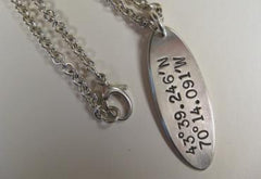 Large Sterling Silver Tag w/ Latitude & Longitude-Elizabeth Prior