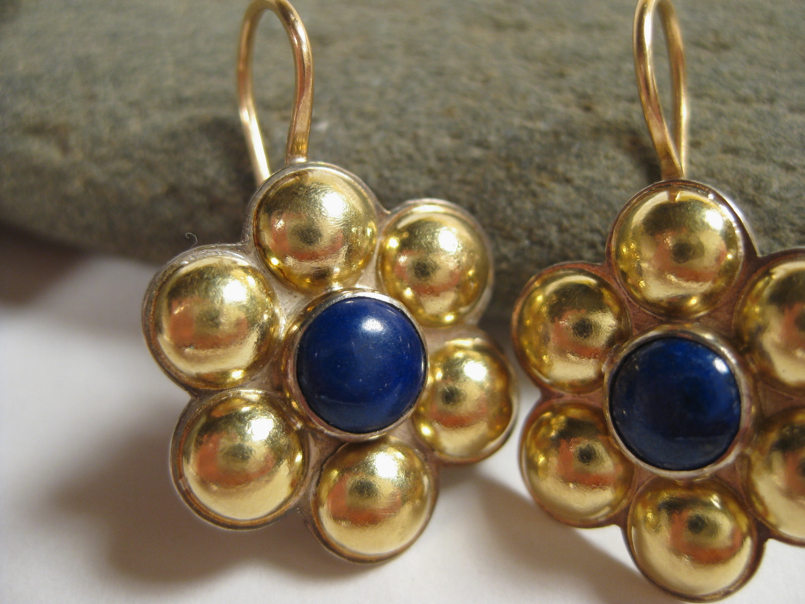 18K Gold Multi Dome Earrings with Cabochon