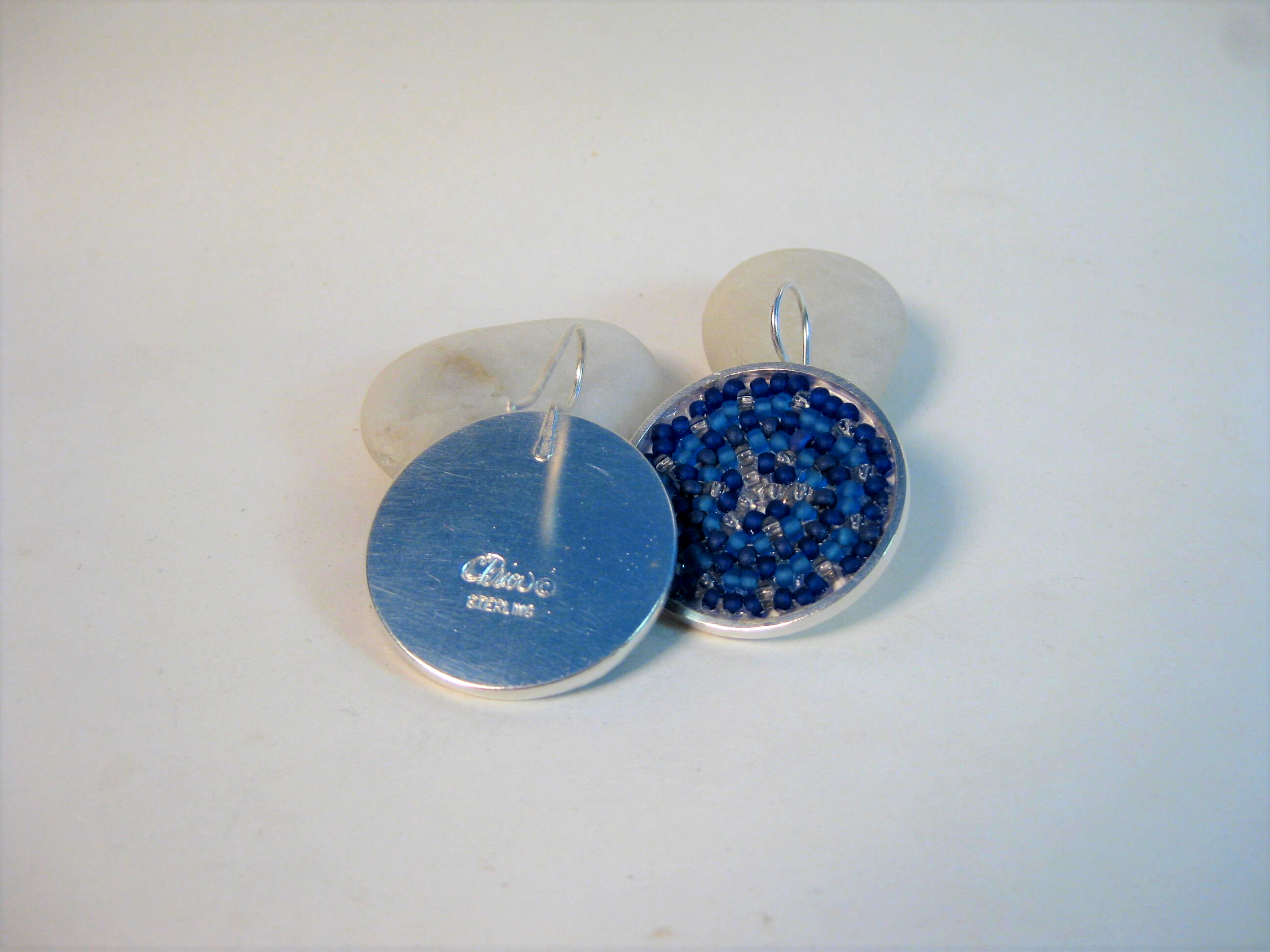 Blue Woven Japanese Seed Bead Earrings