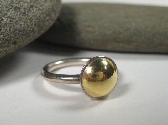 Sterling Silver 18K Gold Small Dome Ring