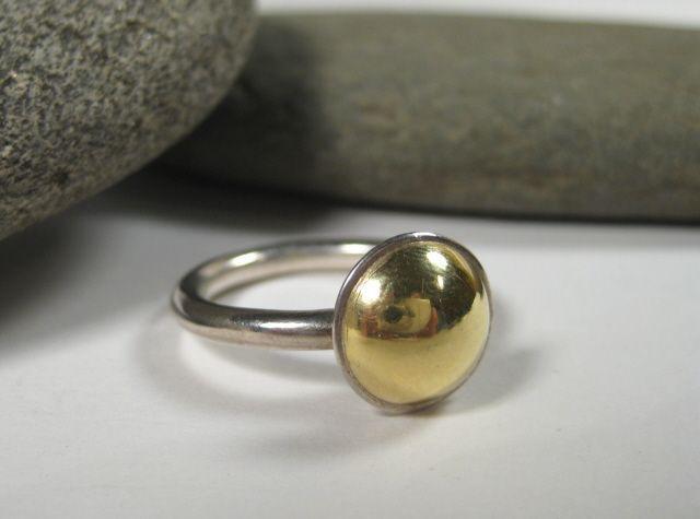 18K Gold Dome on Sterling Silver Shank Ring-Elizabeth Prior