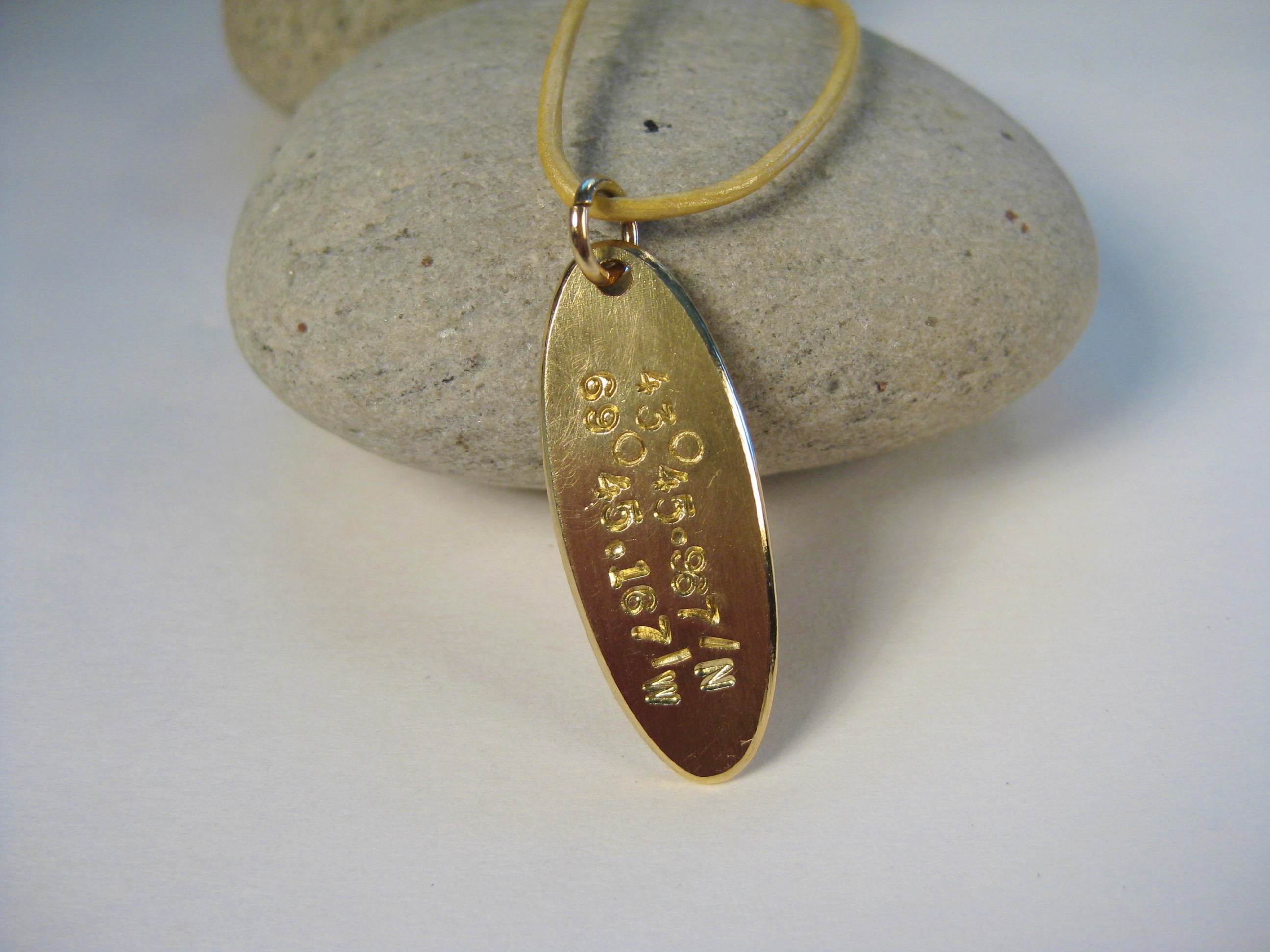 Oval Latitude and Longitude Pendant, 18k