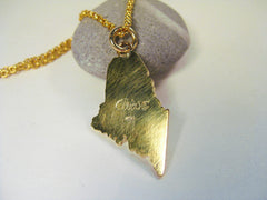 Large 18k Gold State of Maine Pendant