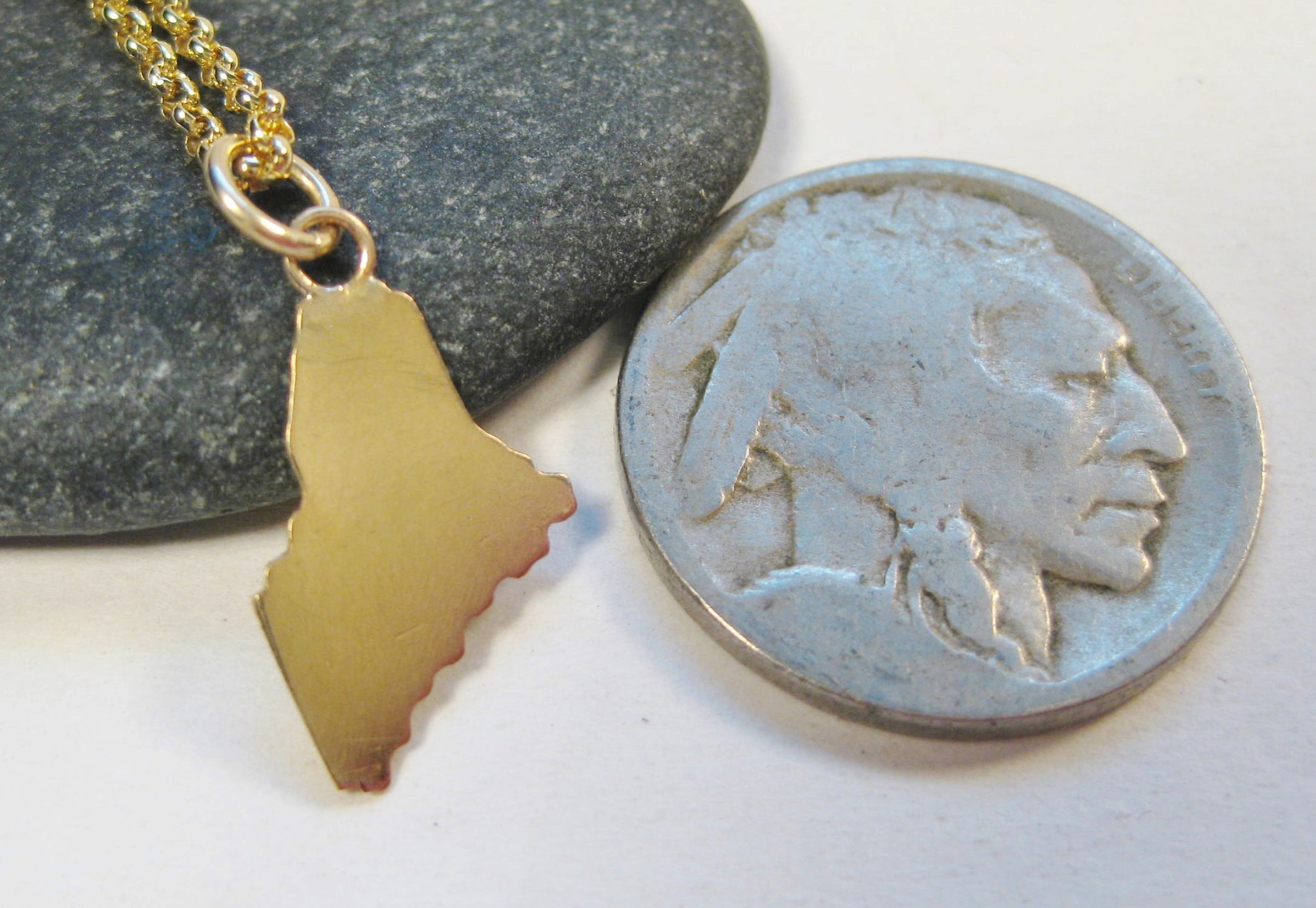 Small 18k Gold State of Maine Pendant