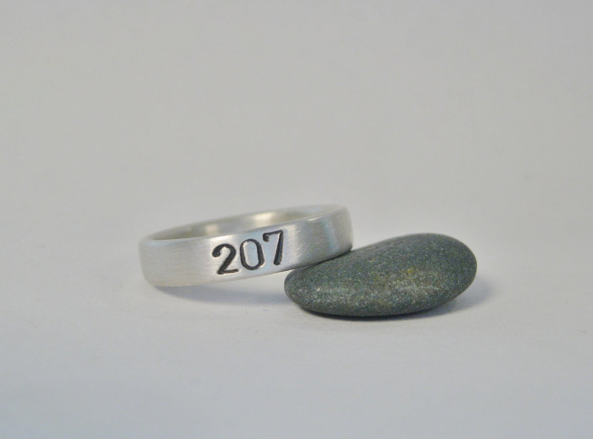 Maine Area Code Ring, Sterling Silver