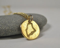 22k Gold Stamped State of Maine Necklace