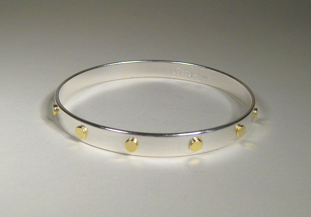 Sterling Silver Bangle with 18k Gold Dots