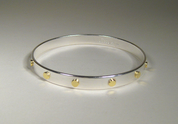 Sterling Silver Bangle with 18k Gold Dots