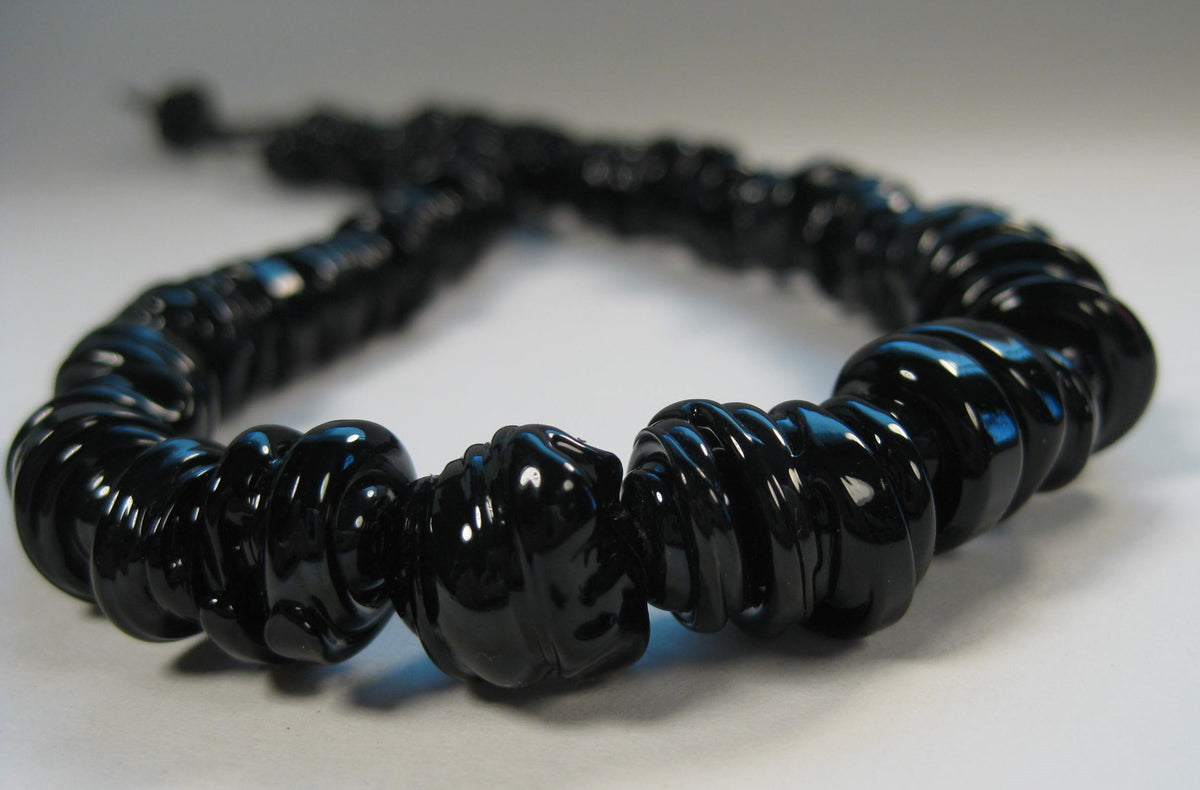 Black Flamework Glass Bead Necklace