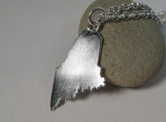 Large State of Maine Pendant on Silver chain