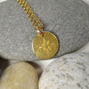 22k Gold Small Compass on Gold Filled Chain