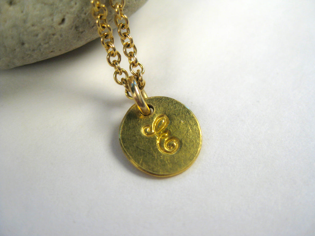 Hand-Stamped 22k Gold Initial Charm
