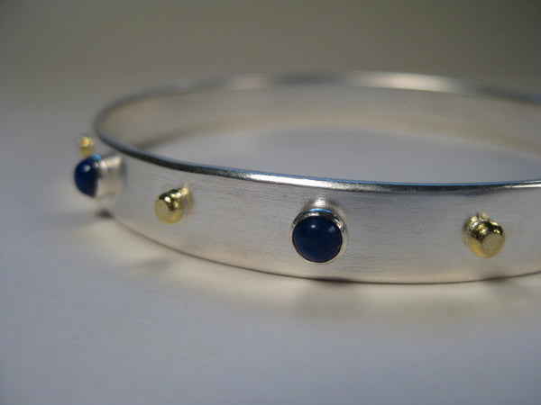 Lapis Lazuli Sterling Silver Bangle with 18k Gold Dots