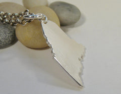 Large State of Maine Pendant on Silver chain