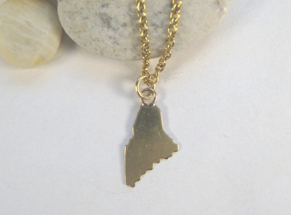 Small 18k Gold State of Maine Pendant
