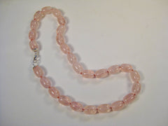 Rose Quartz on Silk with Sterling Silver Necklace