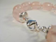 Rose Quartz on Silk with Sterling Silver Necklace