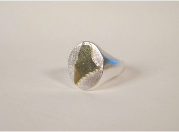 Sterling Silver and 18k Gold State of Maine Ring