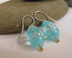 Turquoise Flamework Glass Bead Earrings