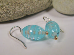 Turquoise Flamework Glass Bead Earrings