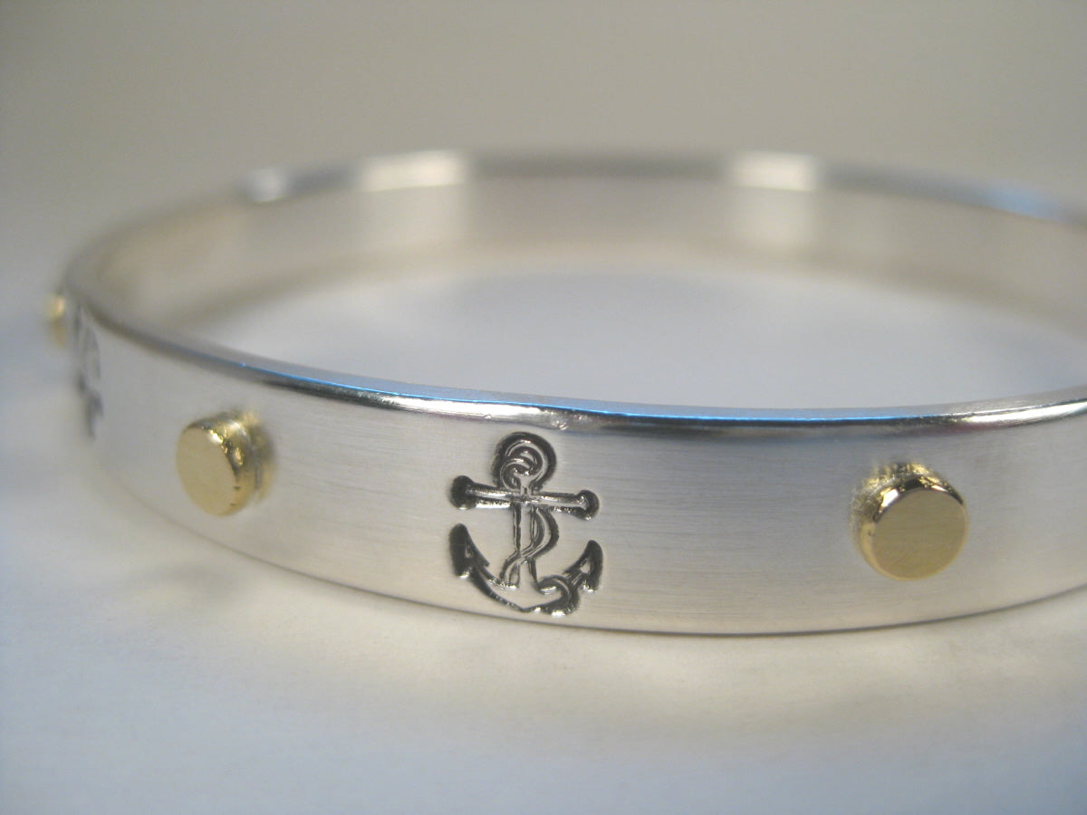 Sterling Silver Anchor Bracelet w/ 18k