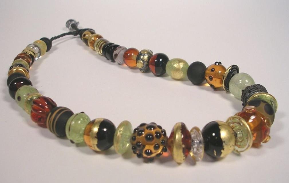 Black and Gold Bead Necklace-Elizabeth Prior