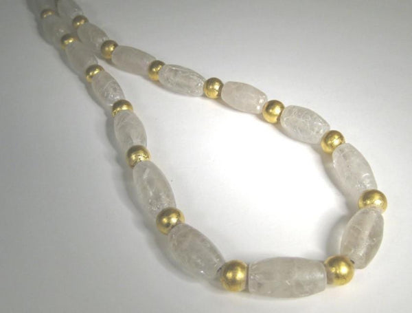 Crystal and Gold Bead Necklace-Elizabeth Prior