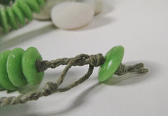 Flat Green Glass Beads