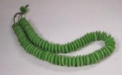 Flat Green Glass Beads