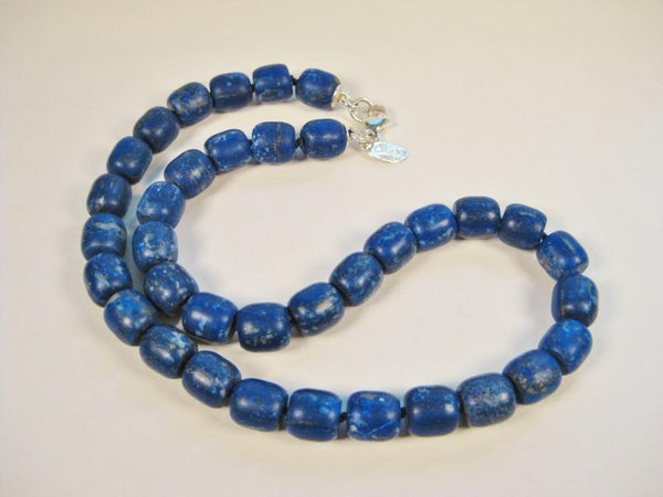 Lapis Barrel Beads Necklace-Elizabeth Prior