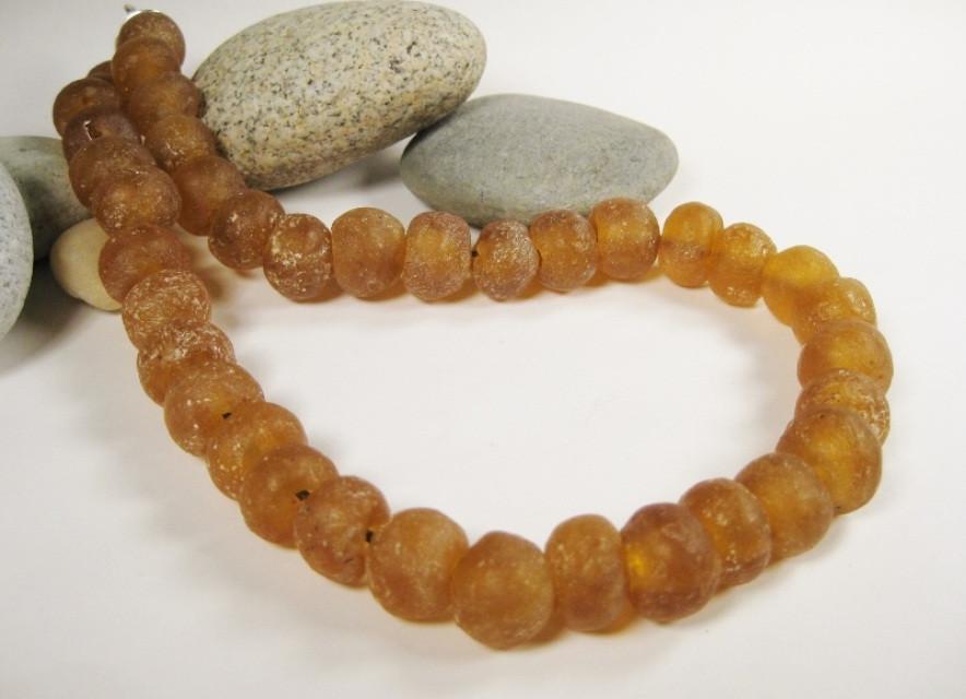 Recycled Ochre Glass Beads Necklace-Elizabeth Prior