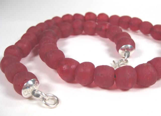 Recycled Red Glass Bead Necklace-Elizabeth Prior