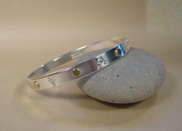 Sailboats and 18k on Sterling Silver Bangle Bracelet-Elizabeth Prior