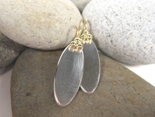 Sterling Silver and 18K Gold Oval Earrings-Elizabeth Prior