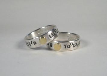 Sterling Silver Band Rings - Latitude & Longitude-Elizabeth Prior