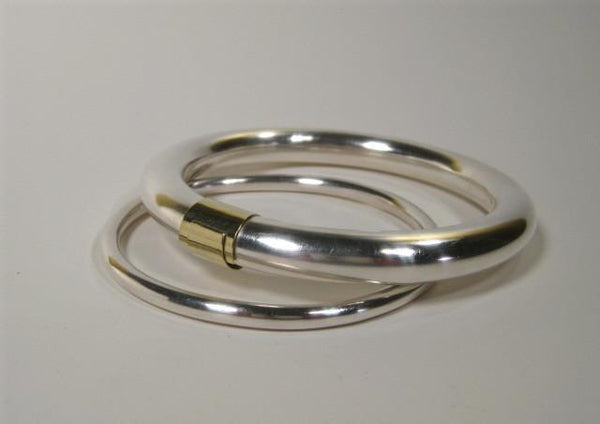 Sterling Silver Bangle Bracelet with Gold Wrap-Elizabeth Prior
