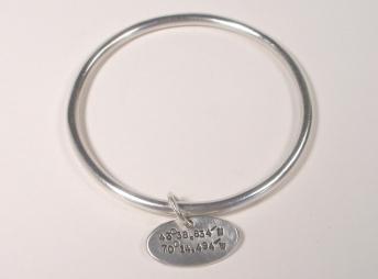 Sterling Silver Bangle w/Lat and Long tag-Elizabeth Prior