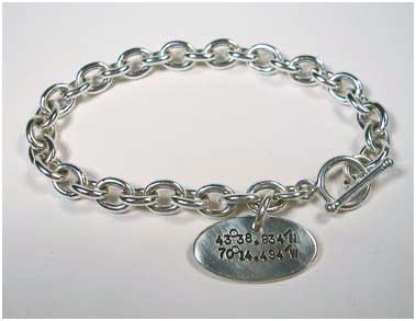 Sterling Silver Chain Bracelet w/ lat and long tag-Elizabeth Prior