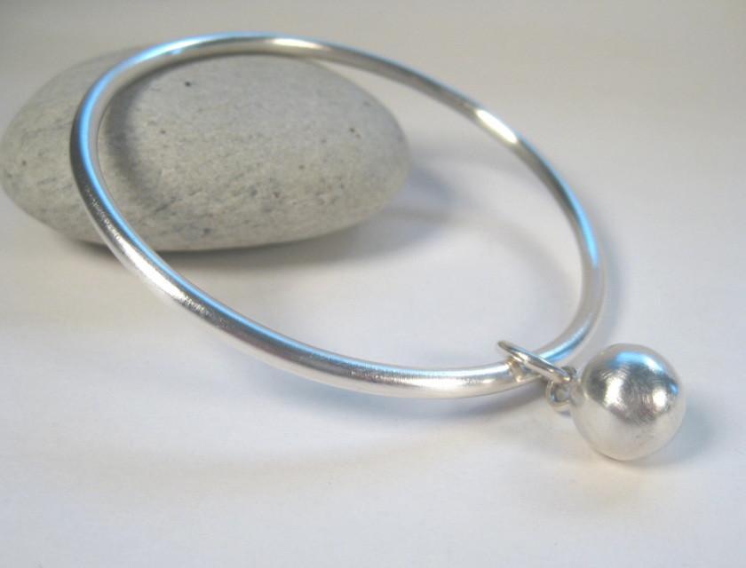 Sterling Silver Mooring Ball on Sterling Silver Bangle Bracelet-Elizabeth Prior