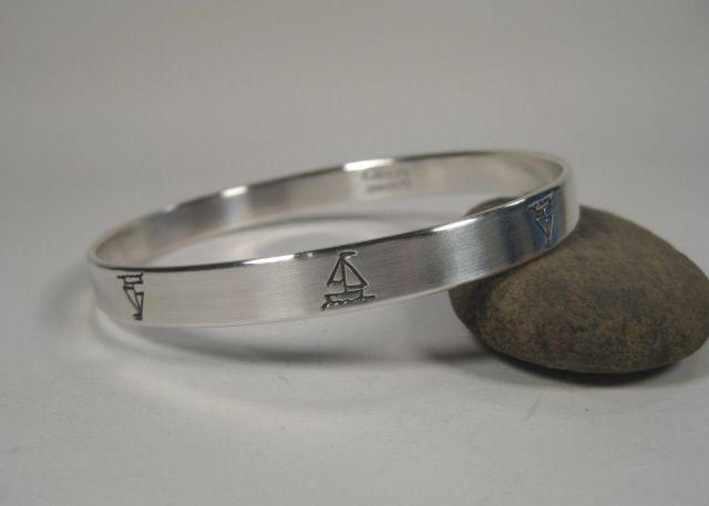 Sterling Silver Sailboat Bangle Bracelet-Elizabeth Prior