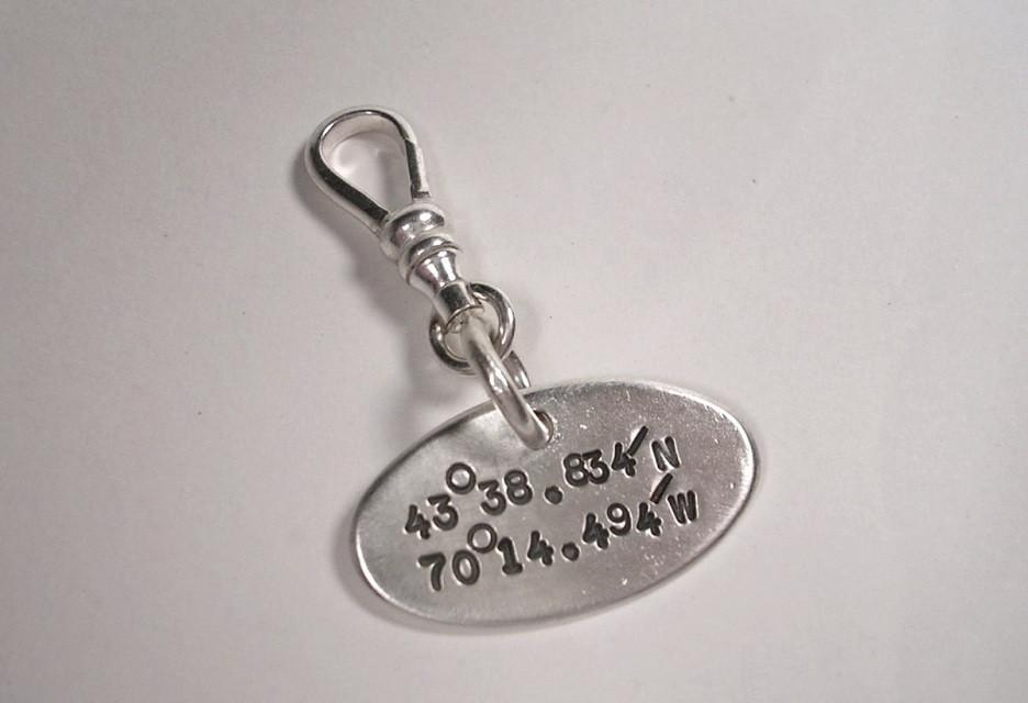 Sterling Silver Swivel Hook w/ Lat and Long tag-Elizabeth Prior